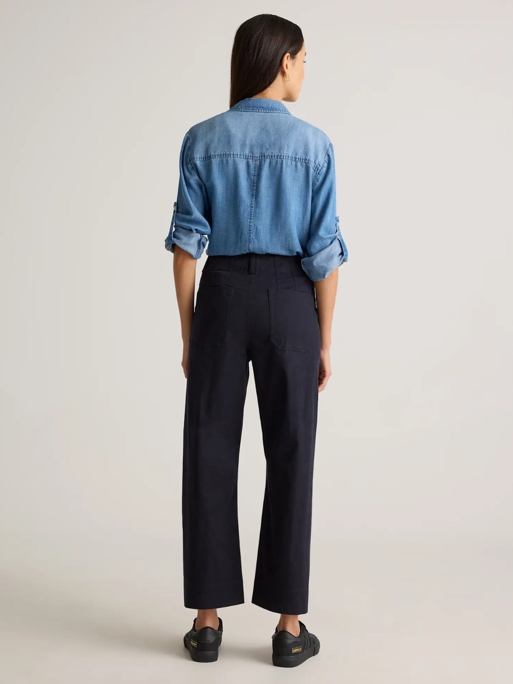Quince Organic Stretch Cotton Chino Cropped Wide Leg Pants size 16 CFL01 - Picture 3 of 13